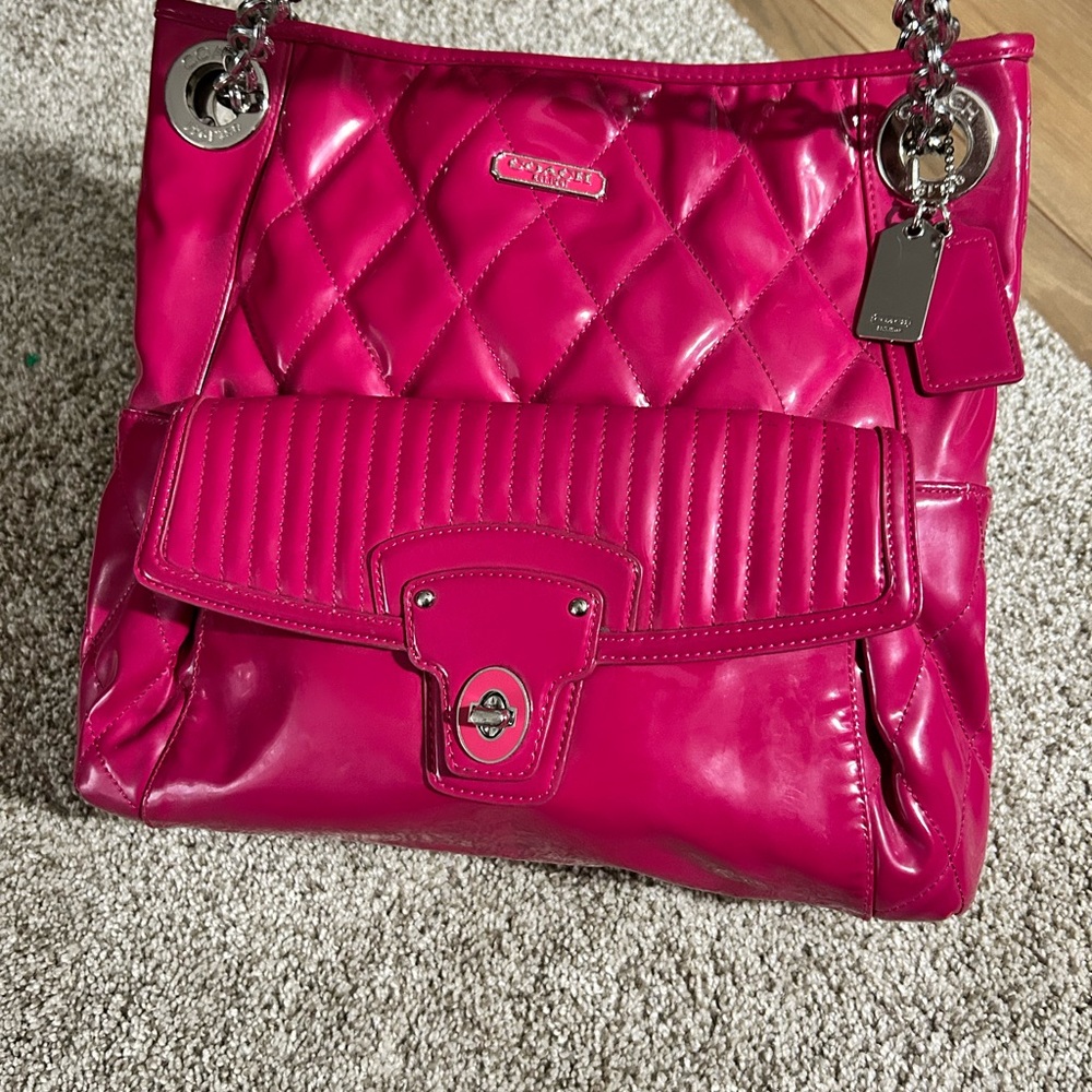 Coach Pink Quilted Leather Bag No G1182-18673 Liquid Poppy